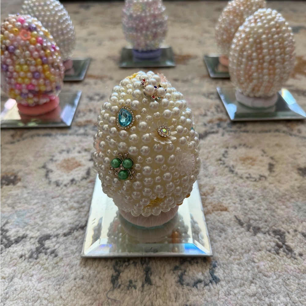 Elegant Pearl and Gemstone Decorative Egg